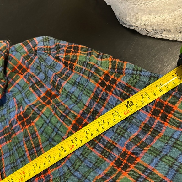 Vintage Wool Tartan Plaid Cape Button Closure Purple Lining Swing Shape S-XL - Picture 8 of 8